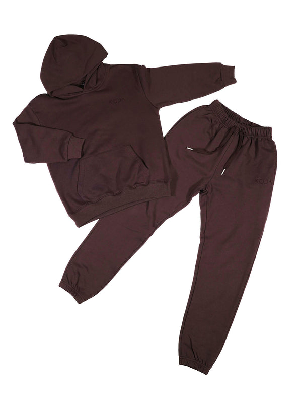 Hoodie and Sweatpants Set - Espresso Plum